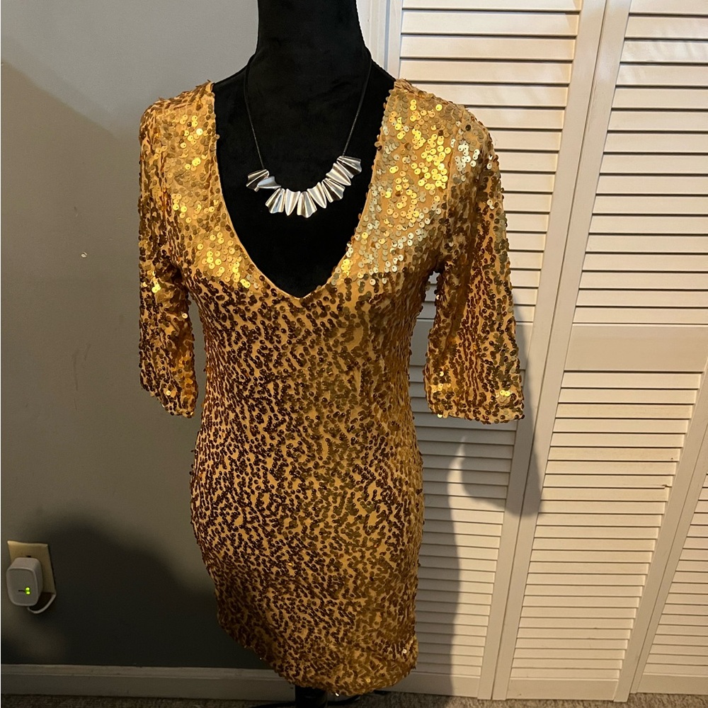 Rosie Gold Sequin dress size medium